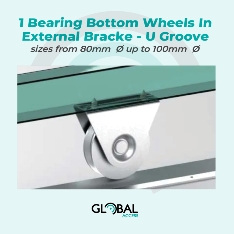 1 Bearing Bottom Wheels In External Bracket - U Groove - sizes from 80mm Ø up to 100mm Ø2