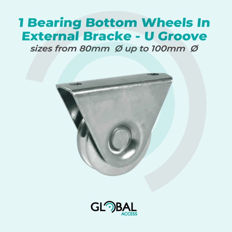 1 Bearing Bottom Wheels In External Bracket - U Groove - sizes from 80mm Ø up to 100mm Ø2