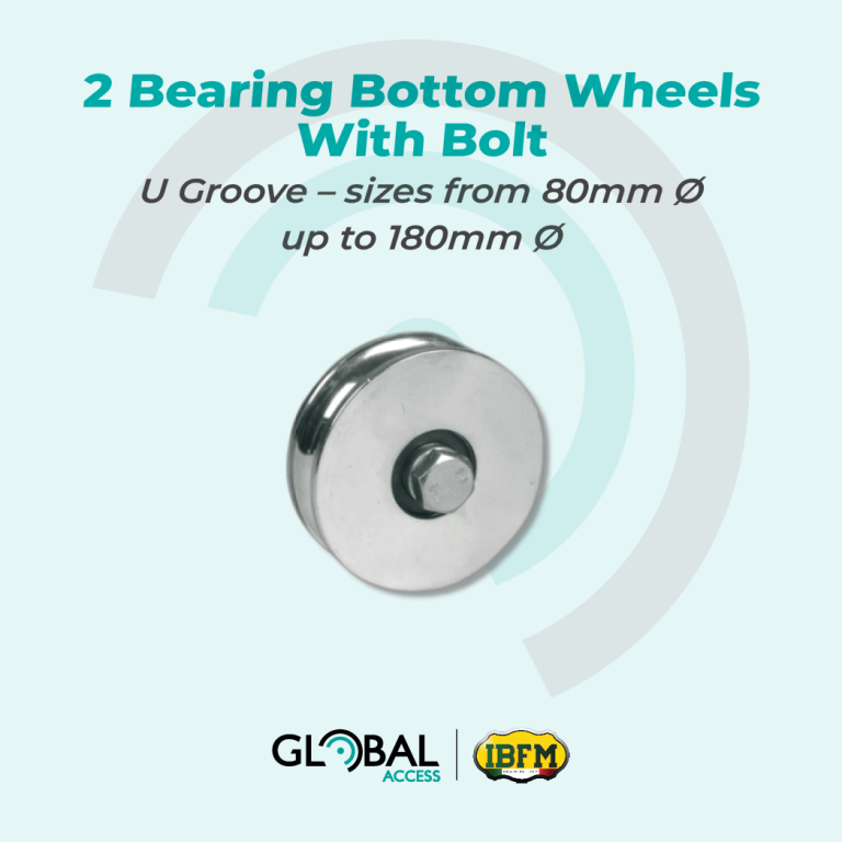 2 Bearing Bottom Wheels With Bolt – U Groove – sizes from 80mm Ø up to 180mm Ø
