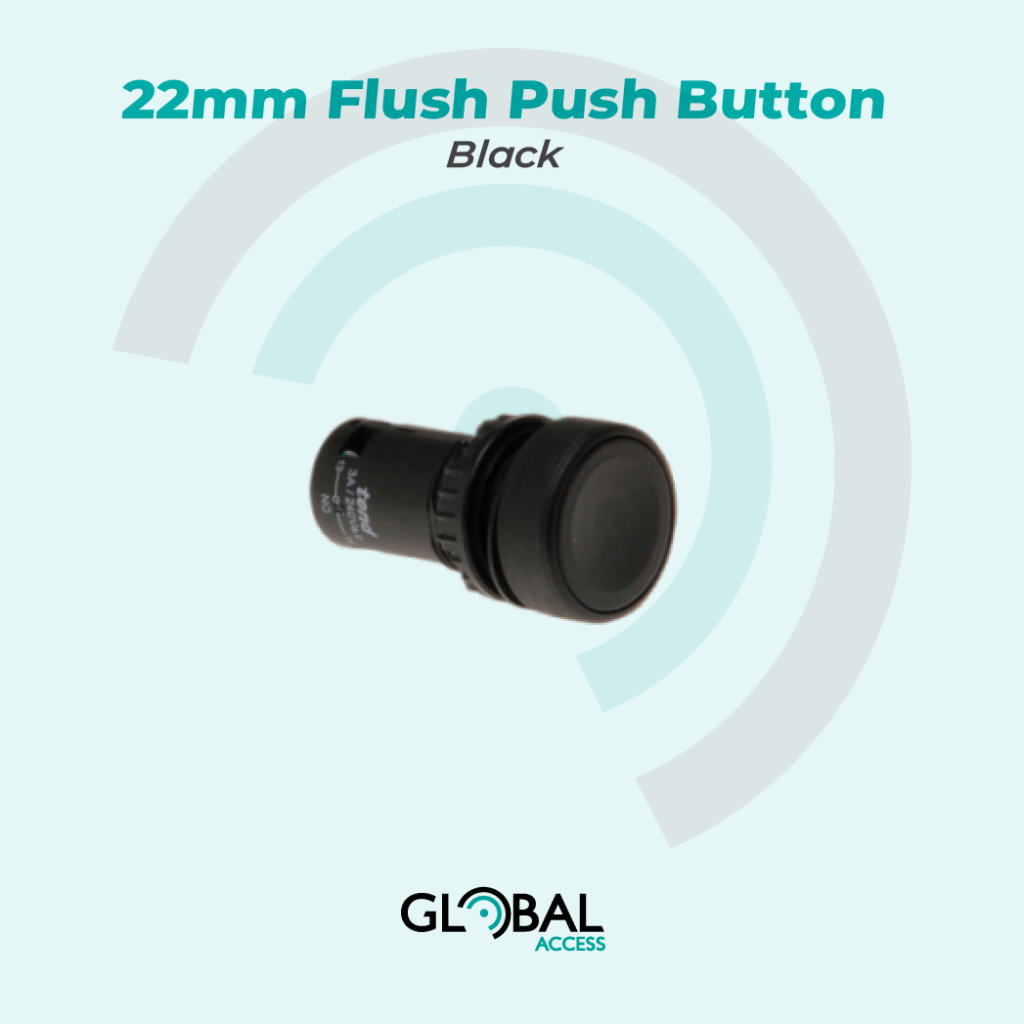 22mm Flush Push Button - Black
