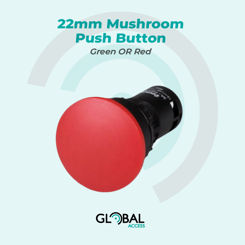 22mm Mushroom Push Button – Green OR Red