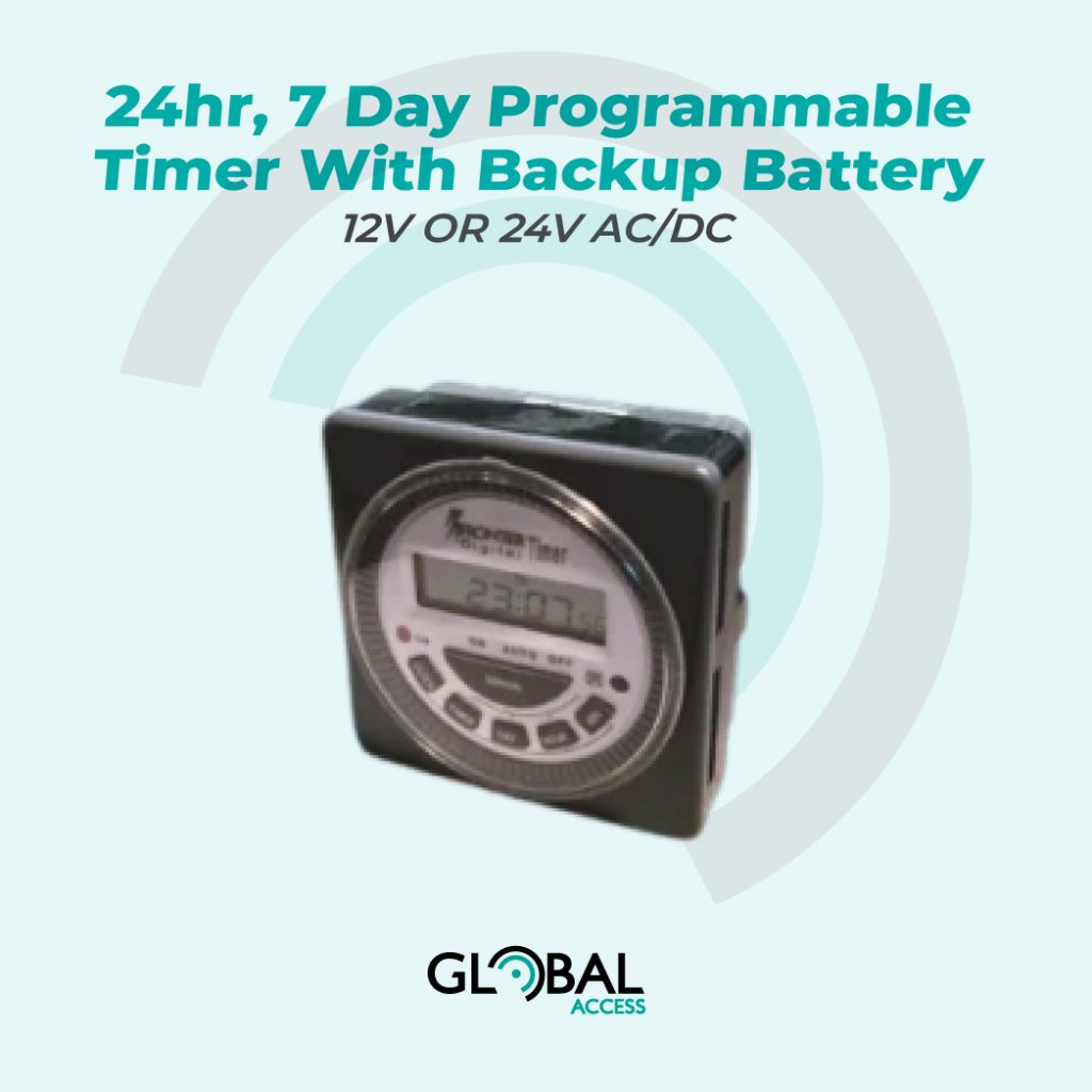 24hr, 7 Day Programmable Timer With Backup Battery - 12V OR 24V AC-DC