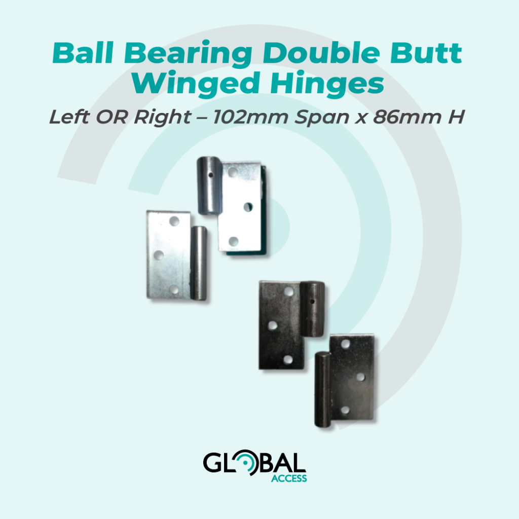 Ball Bearing Double Butt Winged Hinges - Left OR Right - 102mm Span x 86mm H