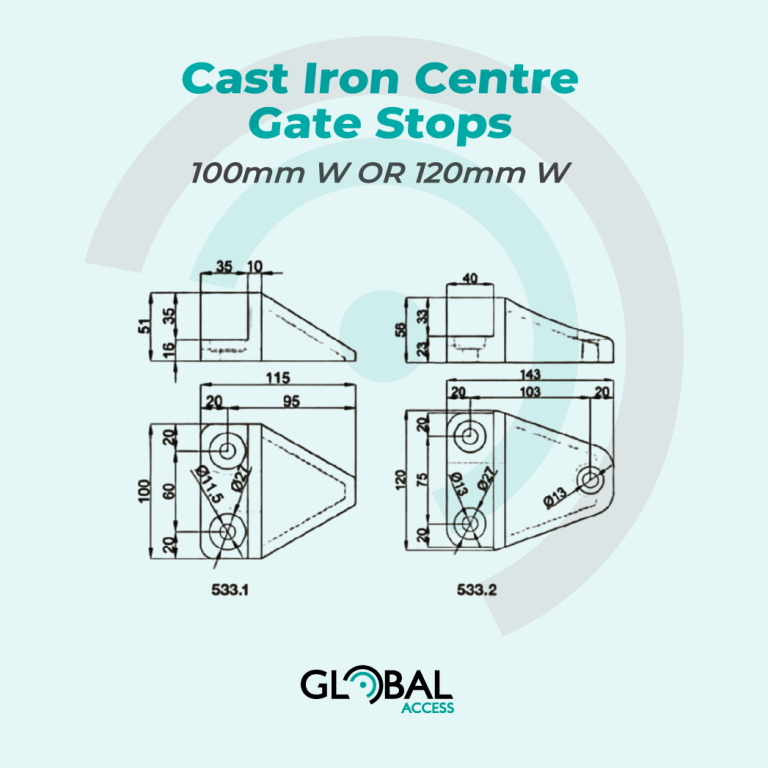Cast Iron Centre Gate Stops - 100mm W OR 120mm W