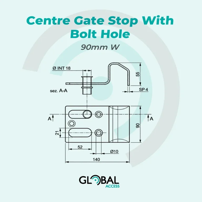 Centre Gate Stop With Bolt Hole - 90mm W