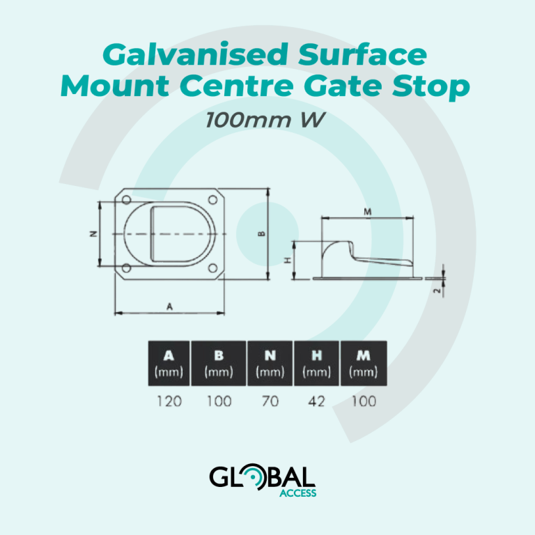 Galvanised Surface Mount Centre Gate Stop - 100mm W
