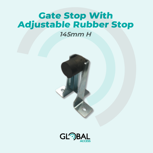 Gate Stop With Adjustable Rubber Stop - 145mm H - Global Access