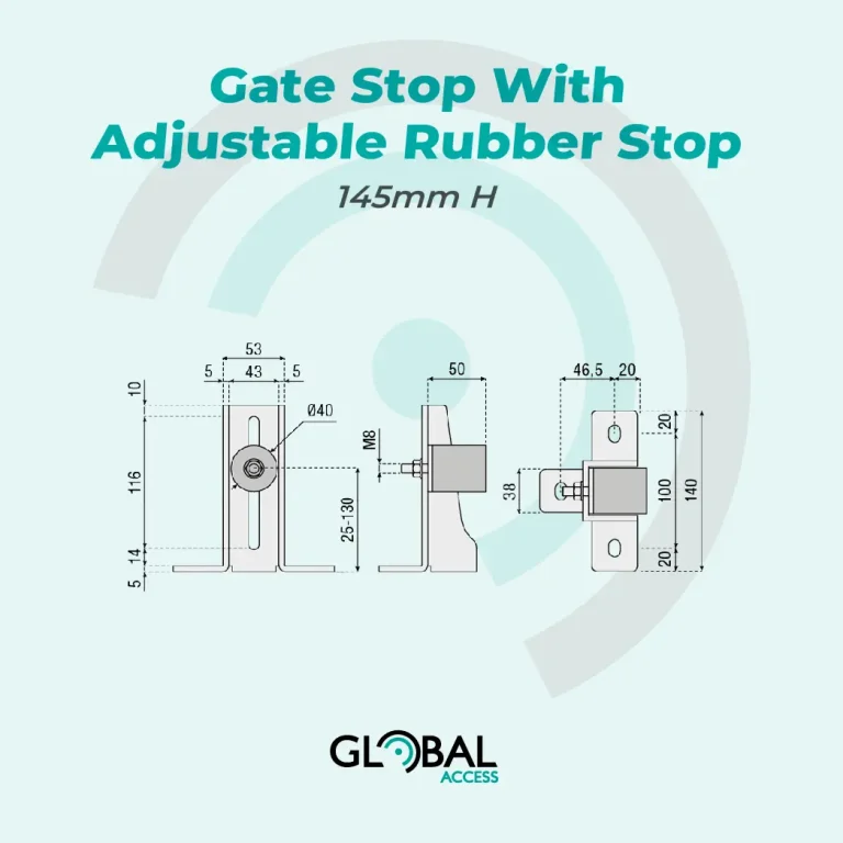Gate Stop With Adjustable Rubber Stop - 145mm H