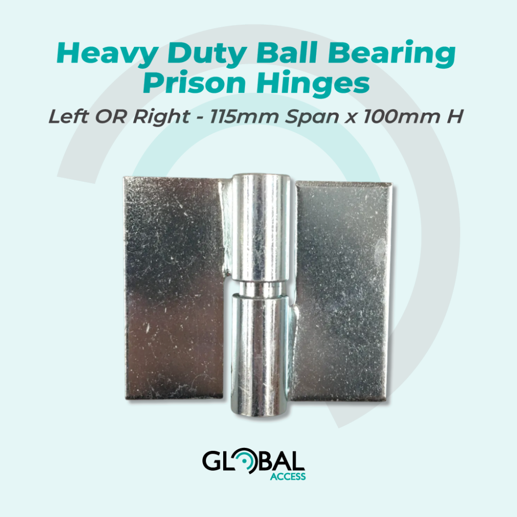 Heavy Duty Ball Bearing Prison Hinges - Left OR Right - 115mm Span x 100mm H