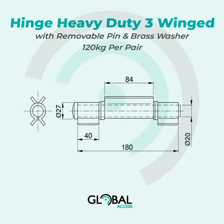Hinge Heavy Duty 3 Winged with Removable Pin & Brass Washer 120kg Per Pair