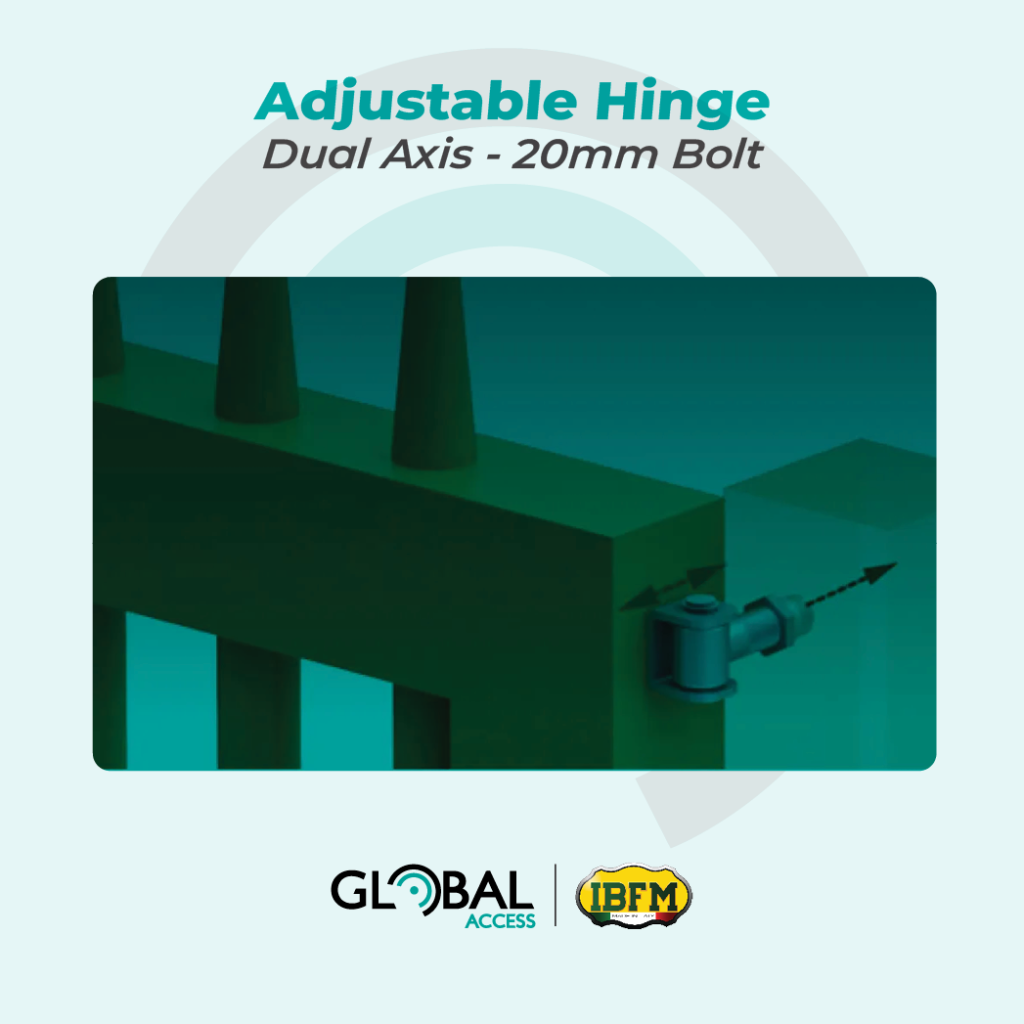 IBFM Adjustable Hinge - Dual Axis - 20mm Bolt