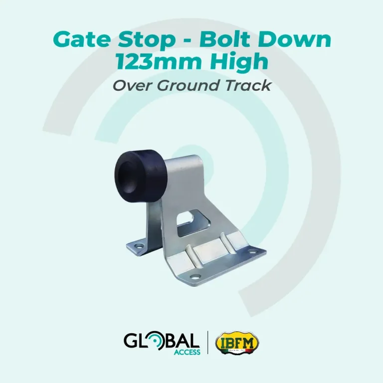 IBFM Gate Stop - Bolt Down 123mm High, Over Ground Track