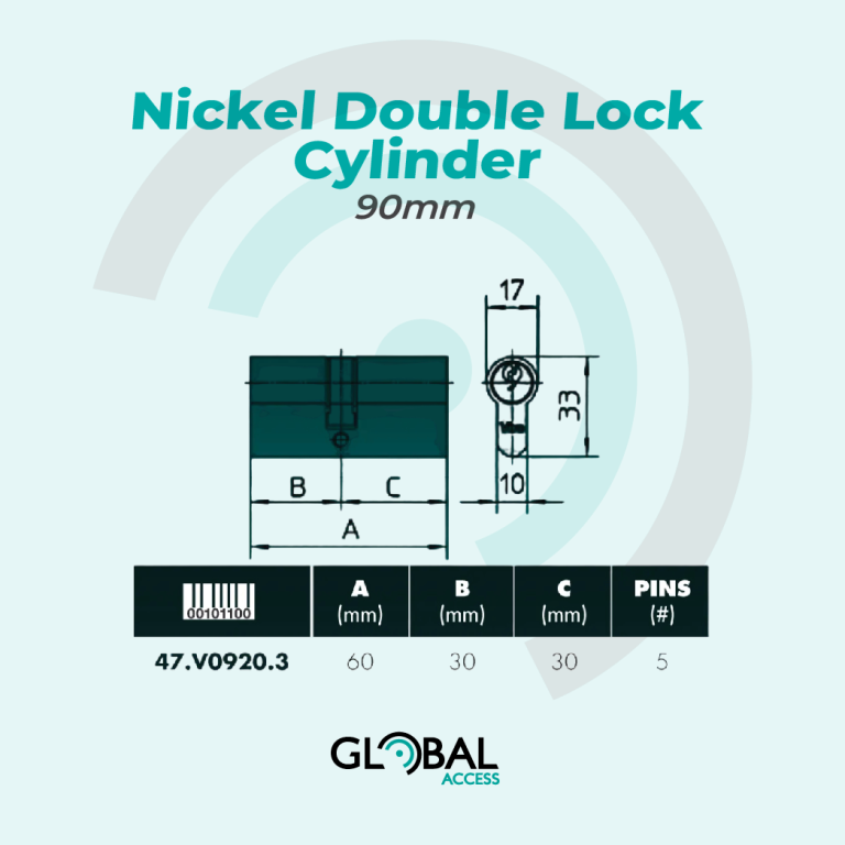 Nickel Double Lock Cylinder – 90mm