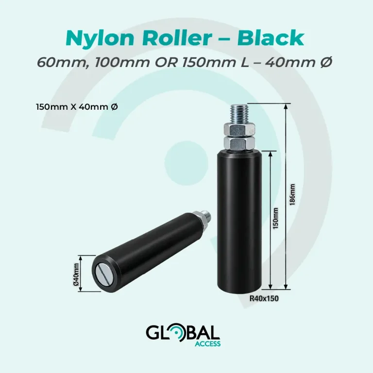 Nylon Roller - Black - 60mm, 100mm OR 150mm L - 40mm Ø