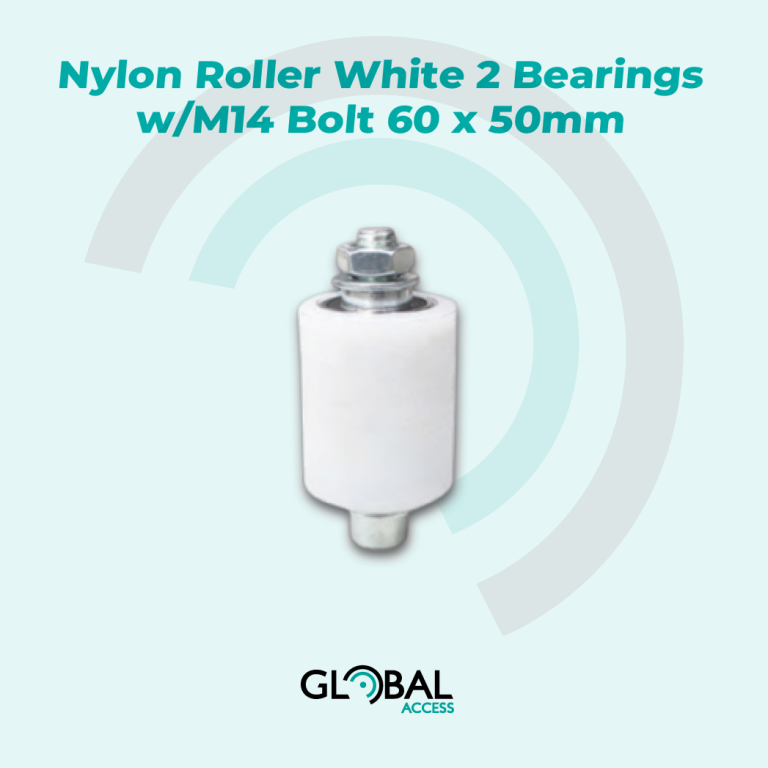 Nylon Roller White 2 Bearings wM14 Bolt 60 x 50mm