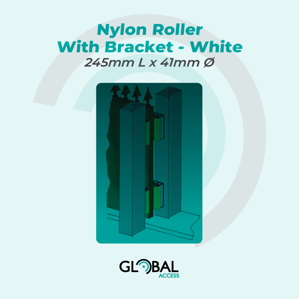 Nylon Roller With Bracket – White – 245mm L x 41mm Ø