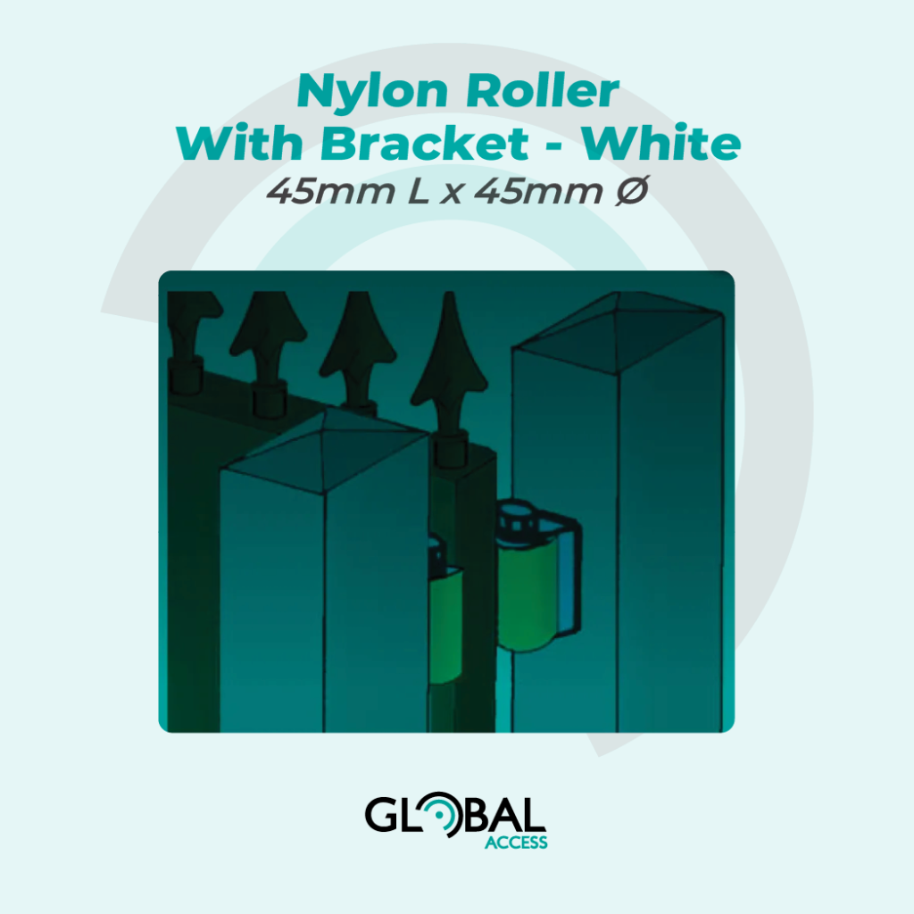 Nylon Roller With Bracket – White – 45mm L x 45mm Ø
