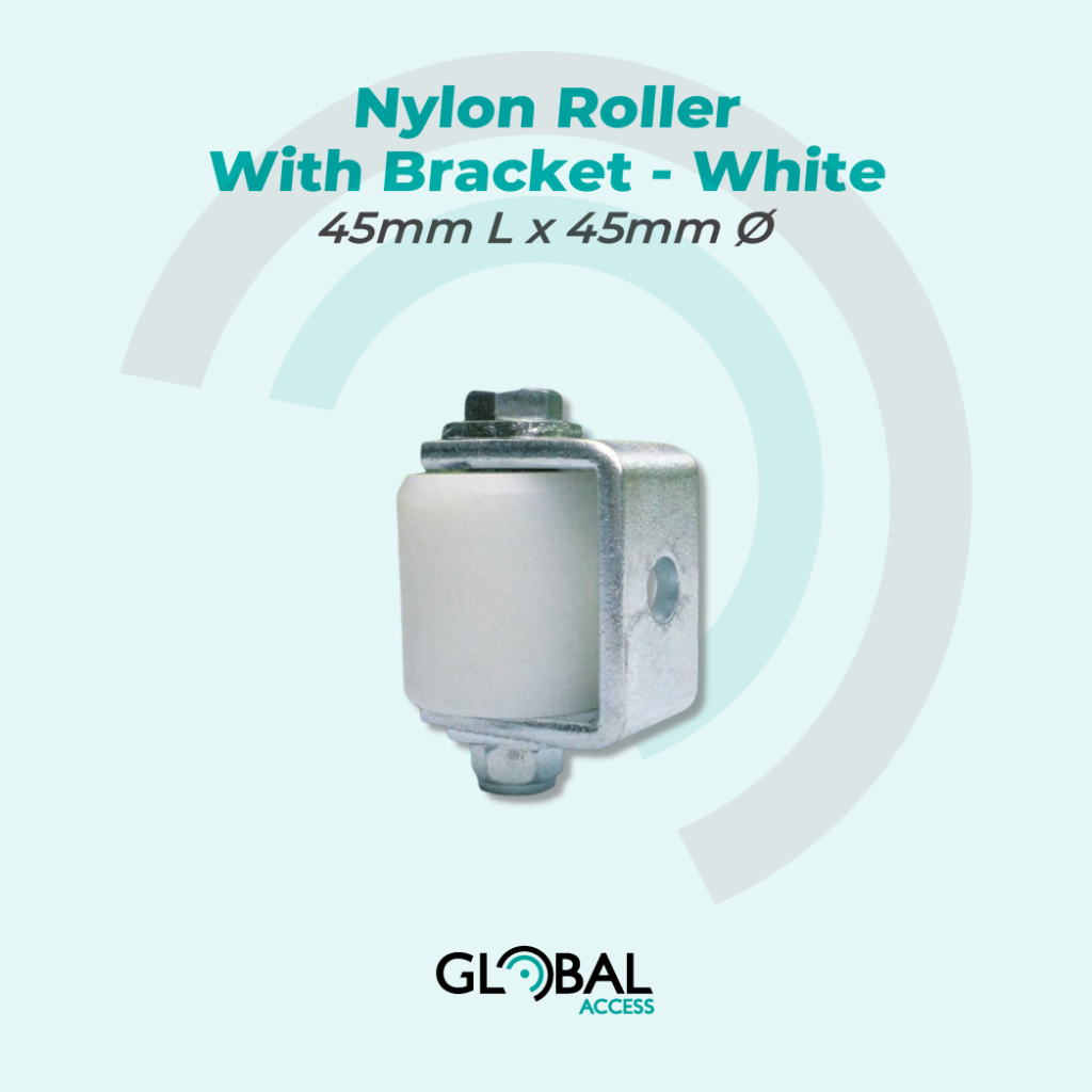 Nylon Roller With Bracket – White – 45mm L x 45mm Ø