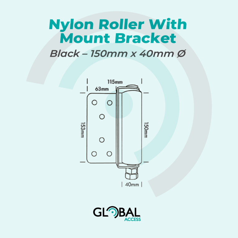 Nylon Roller With Mount Bracket - Black - 150mm x 40mm Ø