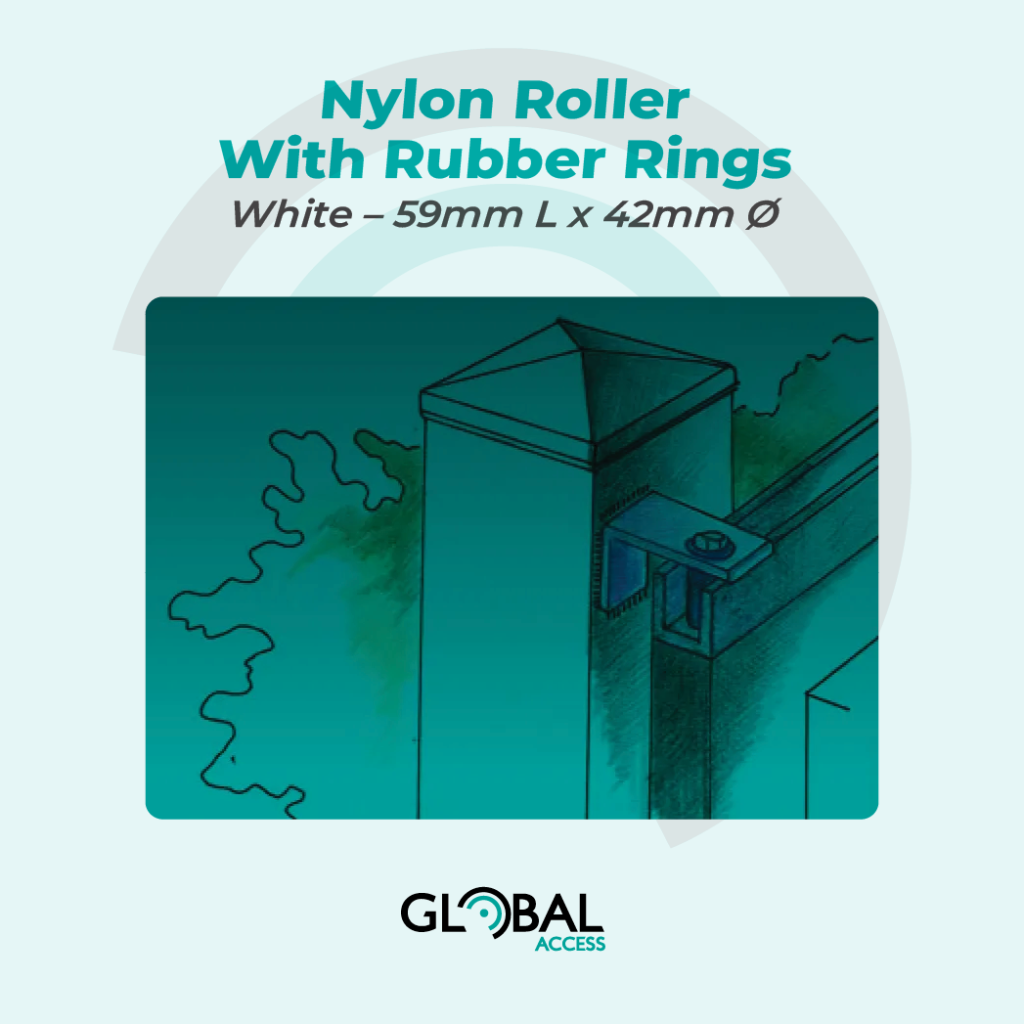 Nylon Roller With Rubber Rings – White – 59mm L x 42mm Ø