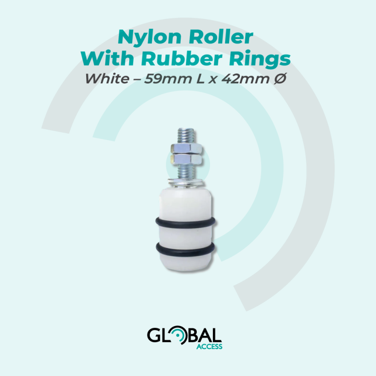 Nylon Roller With Rubber Rings – White – 59mm L x 42mm Ø
