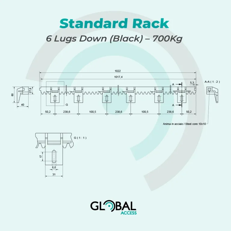 Standard Rack – 6 Lugs Down (Black) – 700Kg