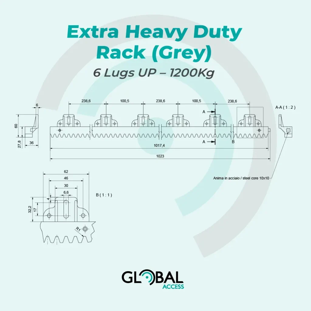 Extra Heavy Duty Rack (Grey) – 6 Lugs UP – 1200Kg