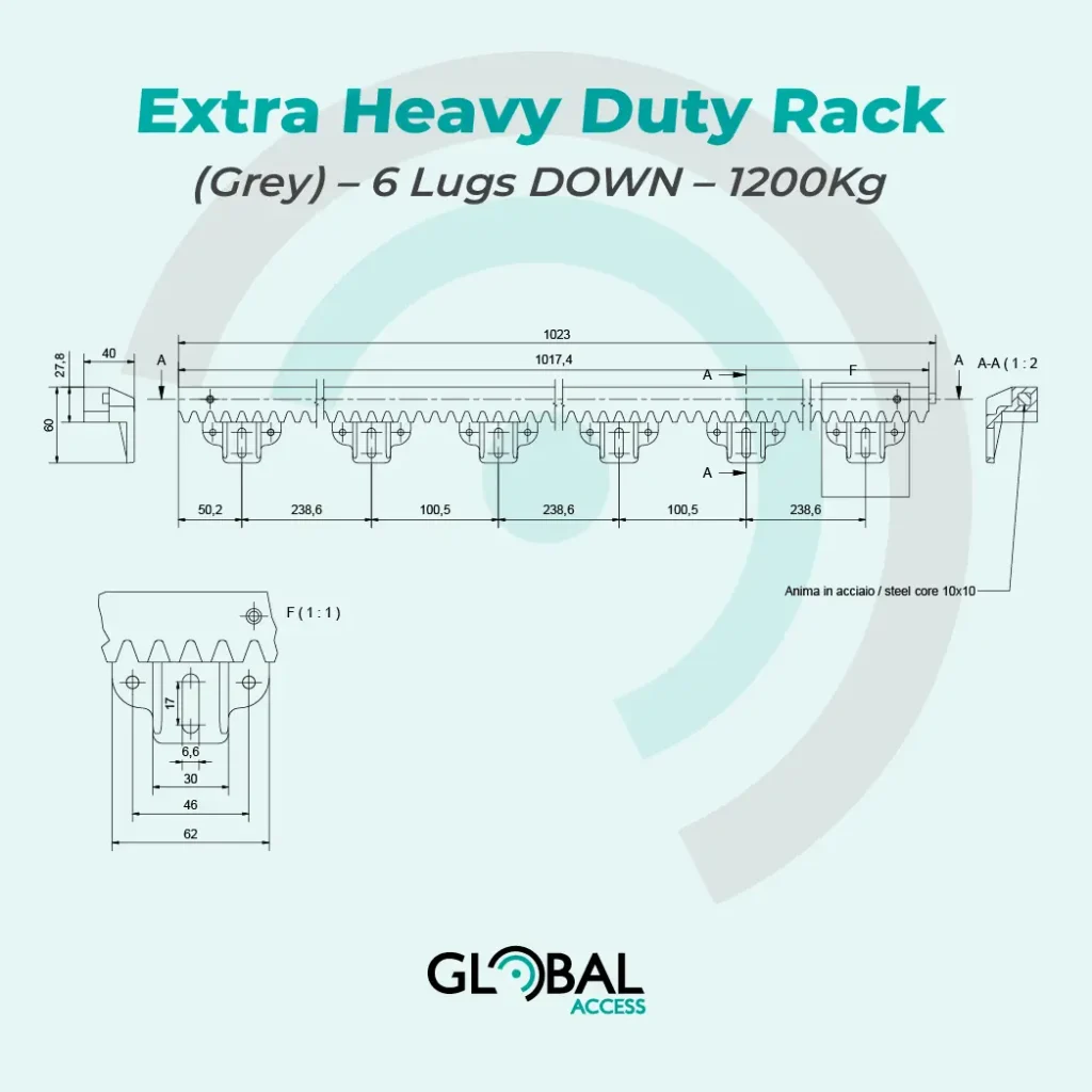 Extra Heavy Duty Rack (Grey) – 6 Lugs DOWN – 1200Kg