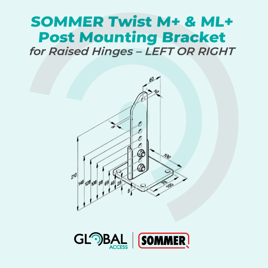 SOMMER Twist M+ & ML+ Post Mounting Bracket for Raised Hinges - LEFT OR ...