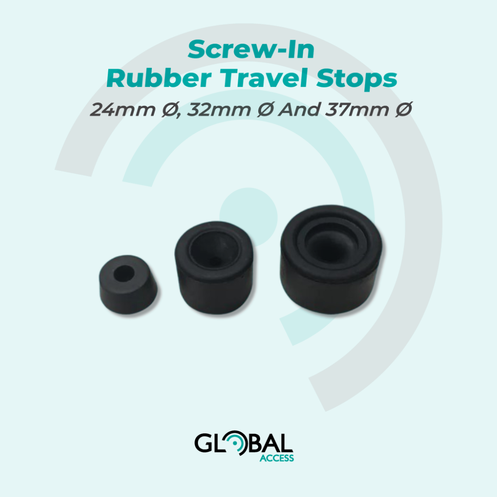 Screw-In Rubber Travel Stops - 24mm Ø, 32mm Ø And 37mm Ø