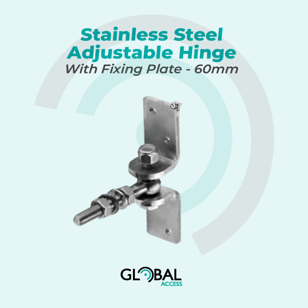 Stainless Steel Adjustable Hinge With Fixing Plate - 60mm