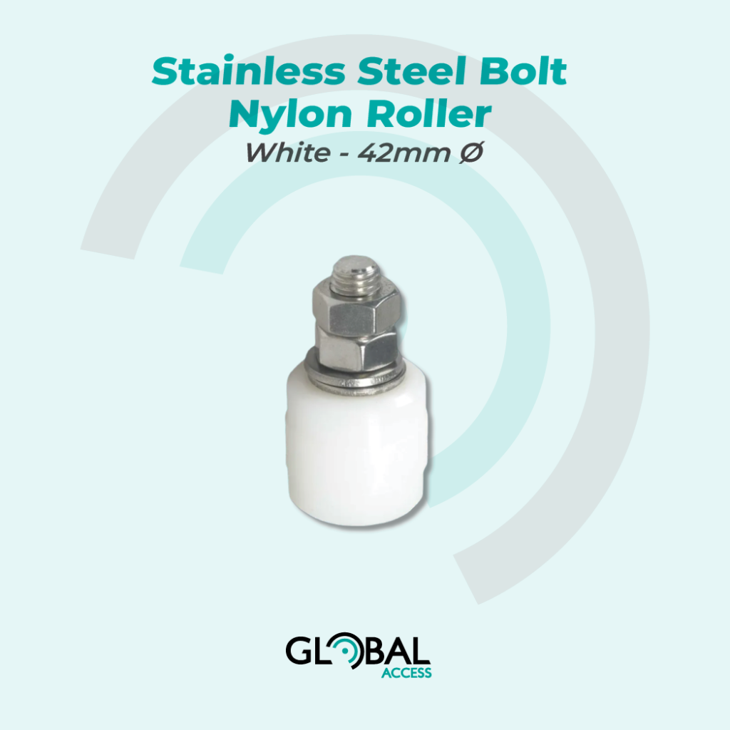 Stainless Steel Bolt - Nylon Roller - White - 42mm Ø