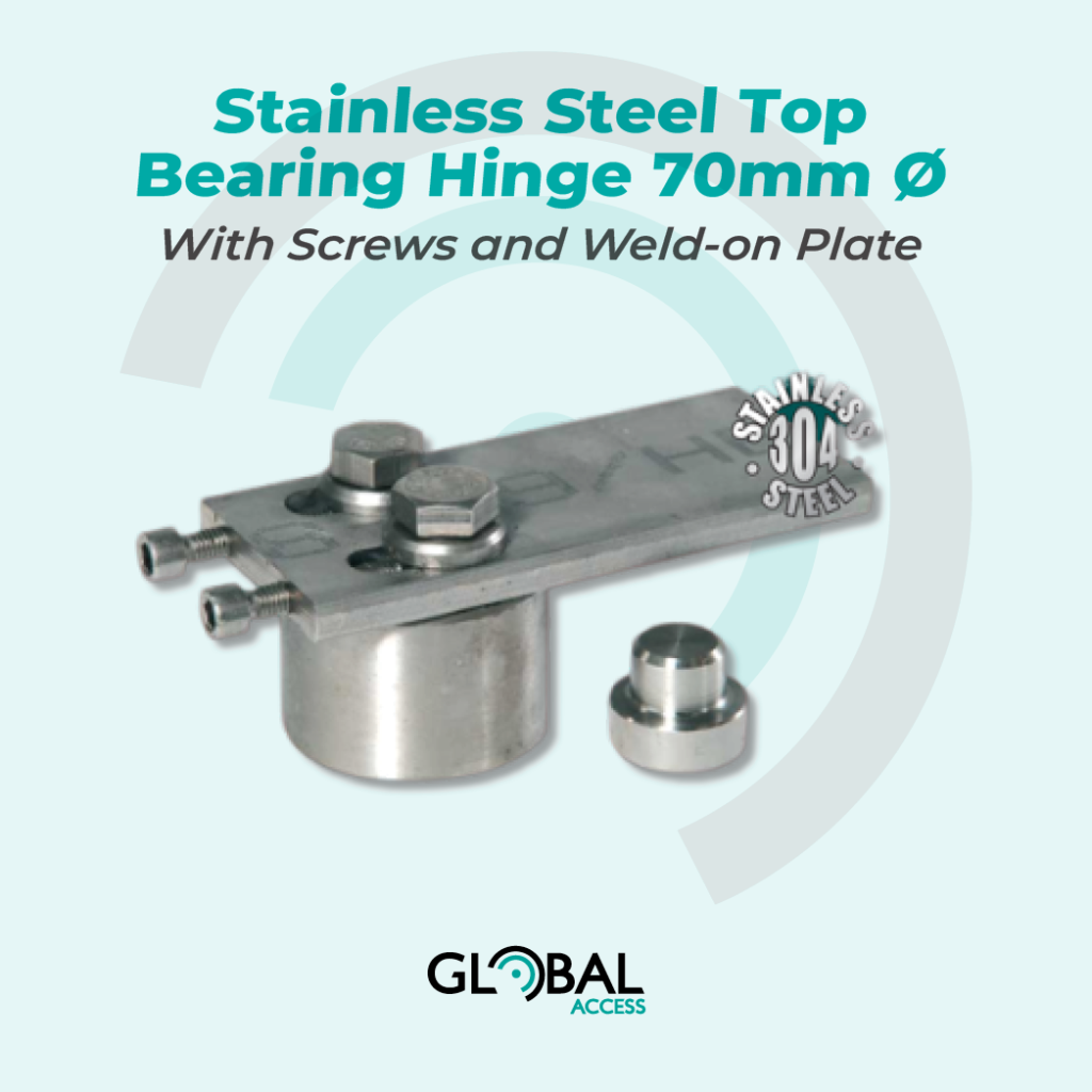 Stainless Steel Top Bearing Hinge 70mm Ø With Screws and Weld-on Plate