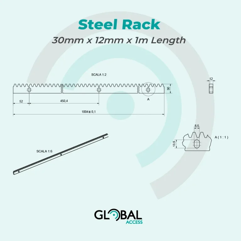 Steel Rack - 30mm x 12mm x 1m Length