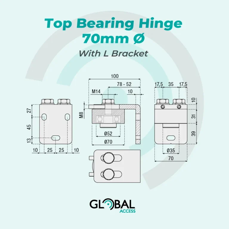 Top Bearing Hinge 70mm Ø With L Bracket