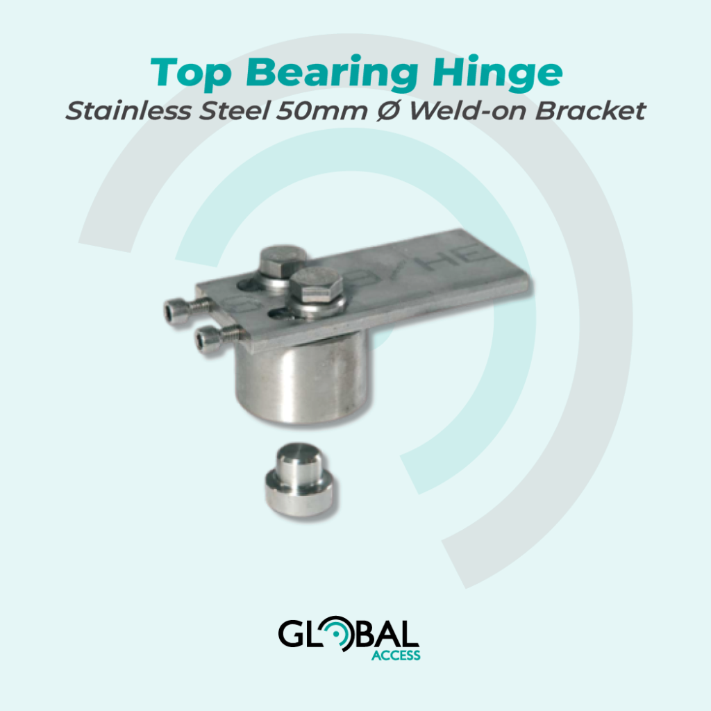Top Bearing Hinge – Stainless Steel 50mm Ø Weld-on Bracket