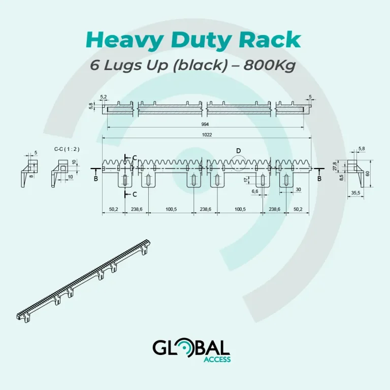 Heavy Duty Rack - 6 Lugs Up (black) - 800Kg