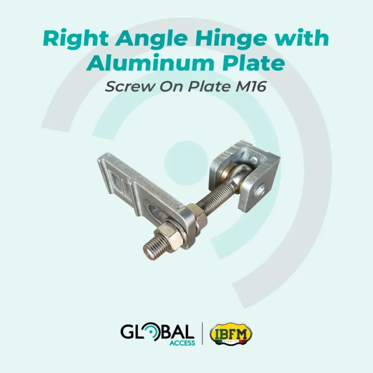 IBFM Right Angle Hinge with Aluminum Plate - Screw On Plate M16