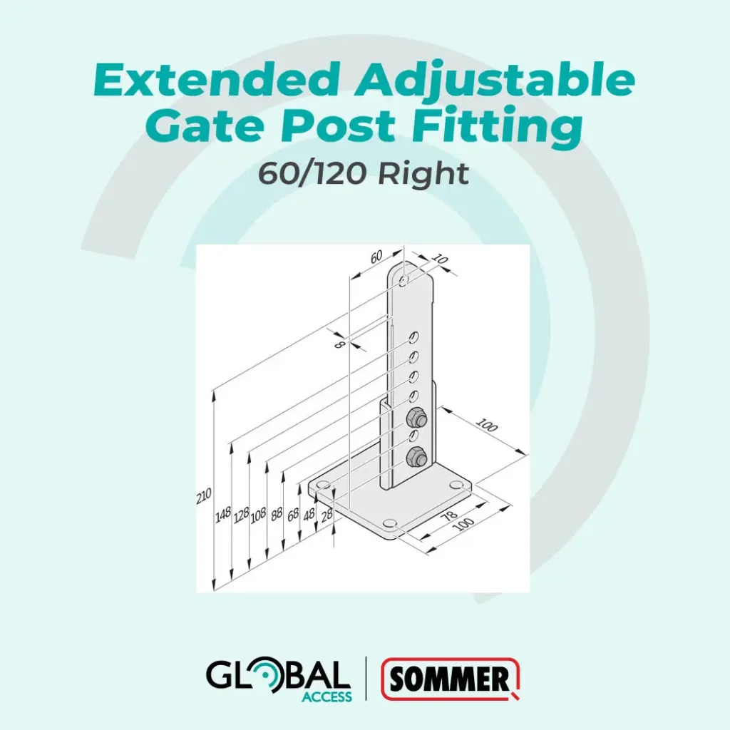 SOMMER Extended Adjustable Gate Post Fitting 60-120 Right